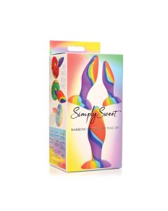 Curve Toys Simply Sweet Rainbow Silicone Butt Plug Set